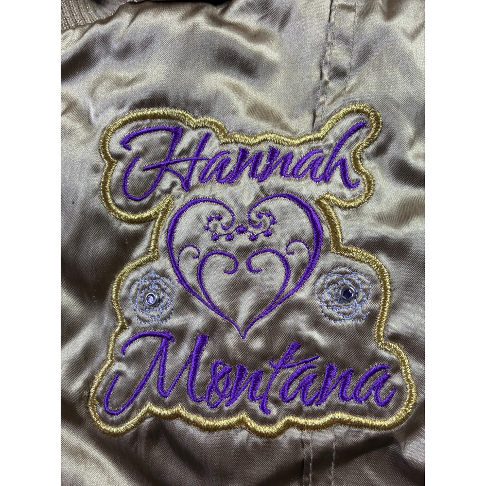 VTG Y2K Hannah Montana Miley Cyrus Disney Gold Fur Hood Bomber Jacket Girls 7/8 - Picture 2 of 15